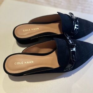Cole Haan Women's Black Mules with Bow Accent